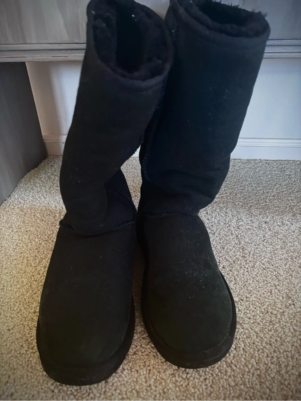 UGG Tall Black Suede Shearling Boot